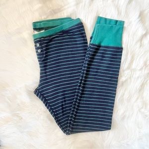 ✨ Old Navy Teal/Navy Ribbed Striped Cotton Tapered Stretchy Pajama Pants Size M